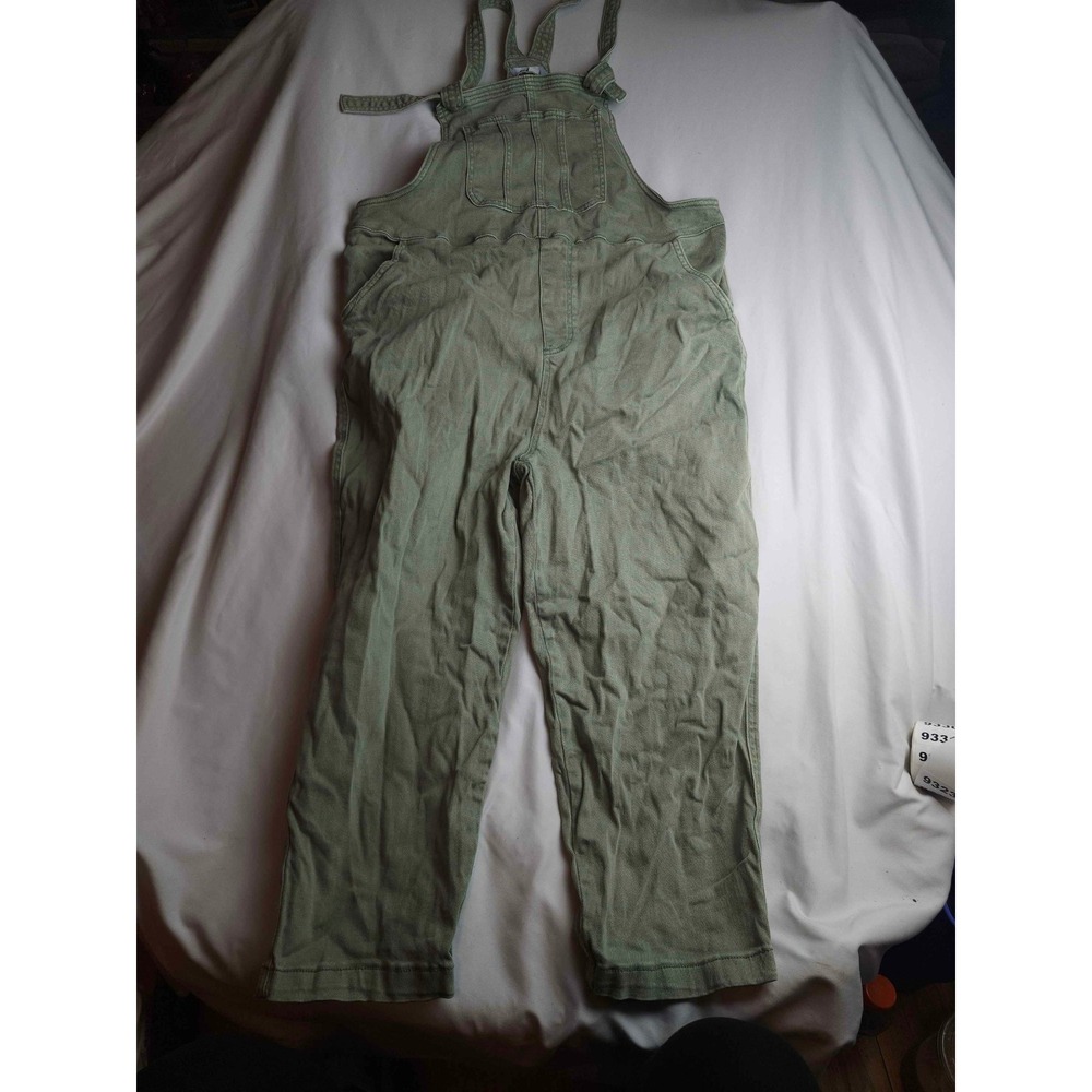 Zenana Olive Green Cotton Stretch Bib Overalls Large Utility Jumpsuit Womens